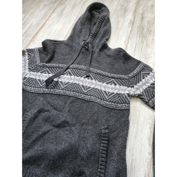 American Eagle Midweight Knit Sweater Hoodie Gray Stripe Pocket Mens Sz S EUC - Picture 3 of 8
